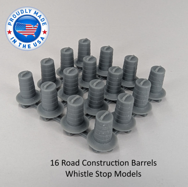 25 HO Scale Road Construction Barrels - Image 2