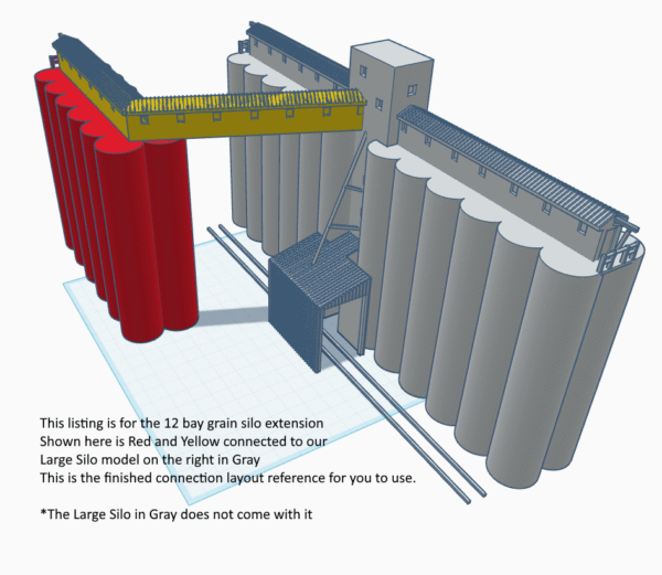 Z Scale 12 silo extension for Grain Elevator